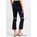 Velveteen Cropped Cotton-blend Velvet Flared Pants Manufacture Wholesale Fashion Women Apparel (TA3012P)